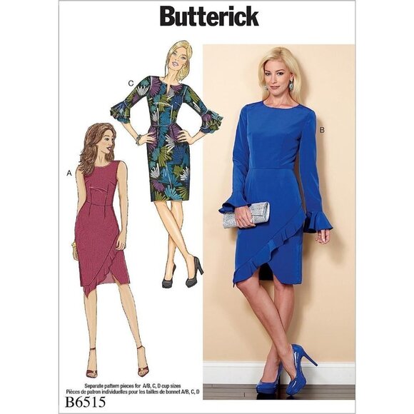 Butterick Sewing Pattern 6515 Ruffle Dress Misses Size 14-22 - Picture 1 of 6